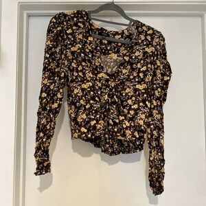AFRM Black and Yellow Floral Blouse